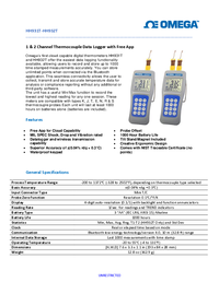 Thumbnail of document Data Sheet - HH932T 1 & 2 Channel Bluetooth w/Free app Thermocouple Datalogger